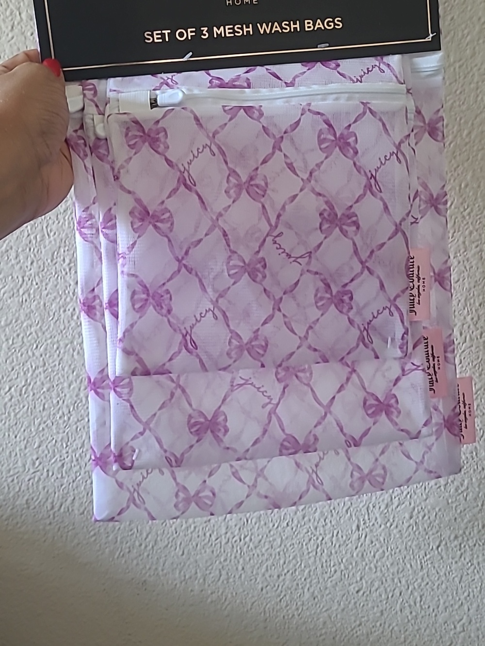 Juicy Couture Purple Bow Mesh Wash Bags Set